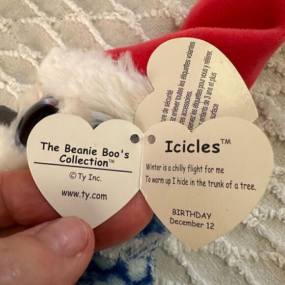 Ty Beanie Baby Owl Icicles with Santa Hat Tags - Picture 8 of 10